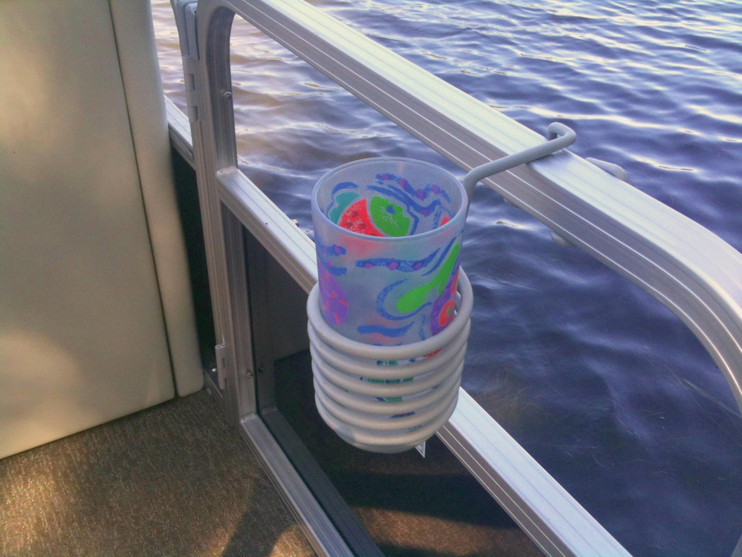 SkiffDaddy Drink Cup Phone Holder - PVC Coated Steel for Pontoon, Boat, Canoe, Patio Chair - 2 Pack