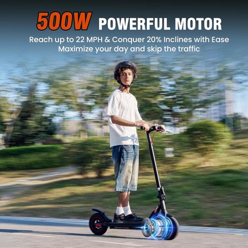 iScooter Electric Scooter - High-Power 500/650W Motor | 18 Miles Range, 22 MPH Top Speed, Foldable Design