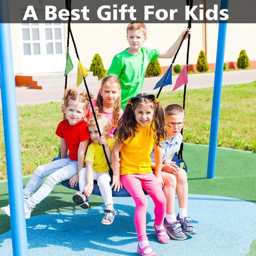 HeyZoo 48-Inch Tree Swing - Large Saucer Flying Swing for Family Fun | 900lbs Capacity, Adjustable Straps, Blue