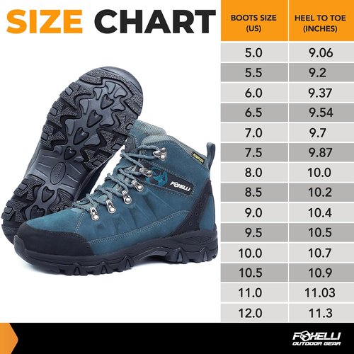Foxelli Women's Hiking Boots - Lightweight Waterproof Suede Leather for All-Day Comfort & Support