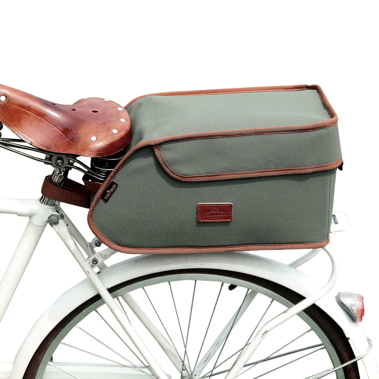 TOURBON Canvas Bicycle Pannier Bike Rear Rack Insulated Trunk Cooler Bag (Green)