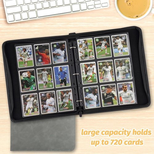 GERMUN 9 Pocket Card Binder - Premium Zip Trading Card Album for MTG, TCG & Sports Cards | Grey