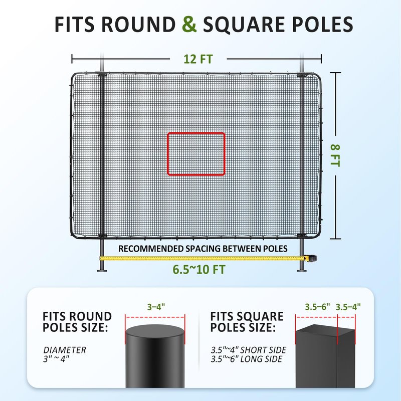 MegaNets Fence-Mount Tennis Rebounder Net 12x8FT – Space-Saving Tennis Practice Wall with Adjustable Rebound Angle – Solo Training Net Fits Most Fence Poles, Heavy-Duty Frame for Outdoor Practice