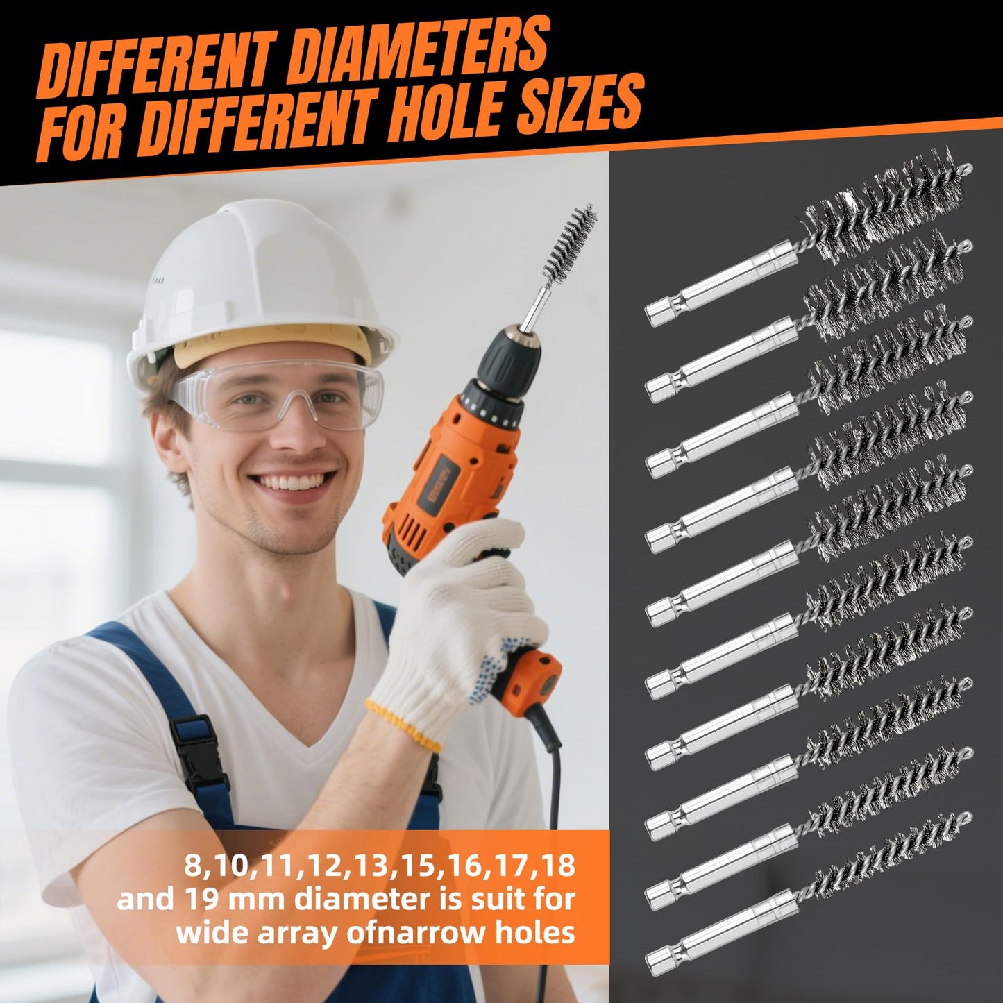 20pcs Wire Bore Brush Set with，Wire Brush for Drill，with 1/4 Hexagonal Handle, for Electric Drill; Metal Rust-Proof Cleaning Hole Brush，Electric Drill Cleaning and polishing Tools