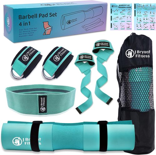J Bryant Barbell Pad Set - Thick Cushion Hip-Thrusts Pad with 2 Ankle Straps & Carry Bag for Weight Lifting
