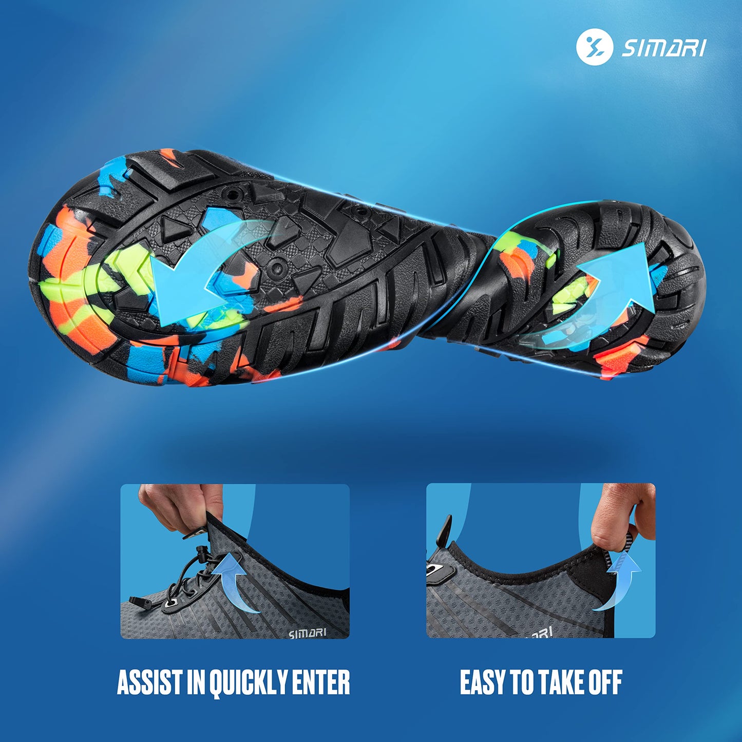 SIMARI Water Shoes Men Women Quick Dry Aqua Sock Beach Barefoot Athletic Swim Sport Shoes for River Pool Lake Surfing Kayaking Diving Boating Walking Hiking Training WP002
