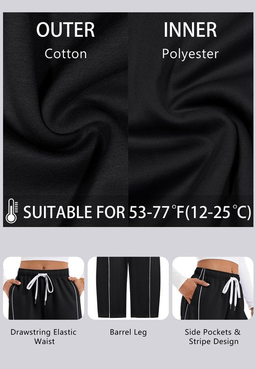 IVIR Black Sweatpants Women High Waist Baggy Trendy Y2K Straight Leg Track Pants Womens Teen Girls Sweat Pants with Pockets Middle