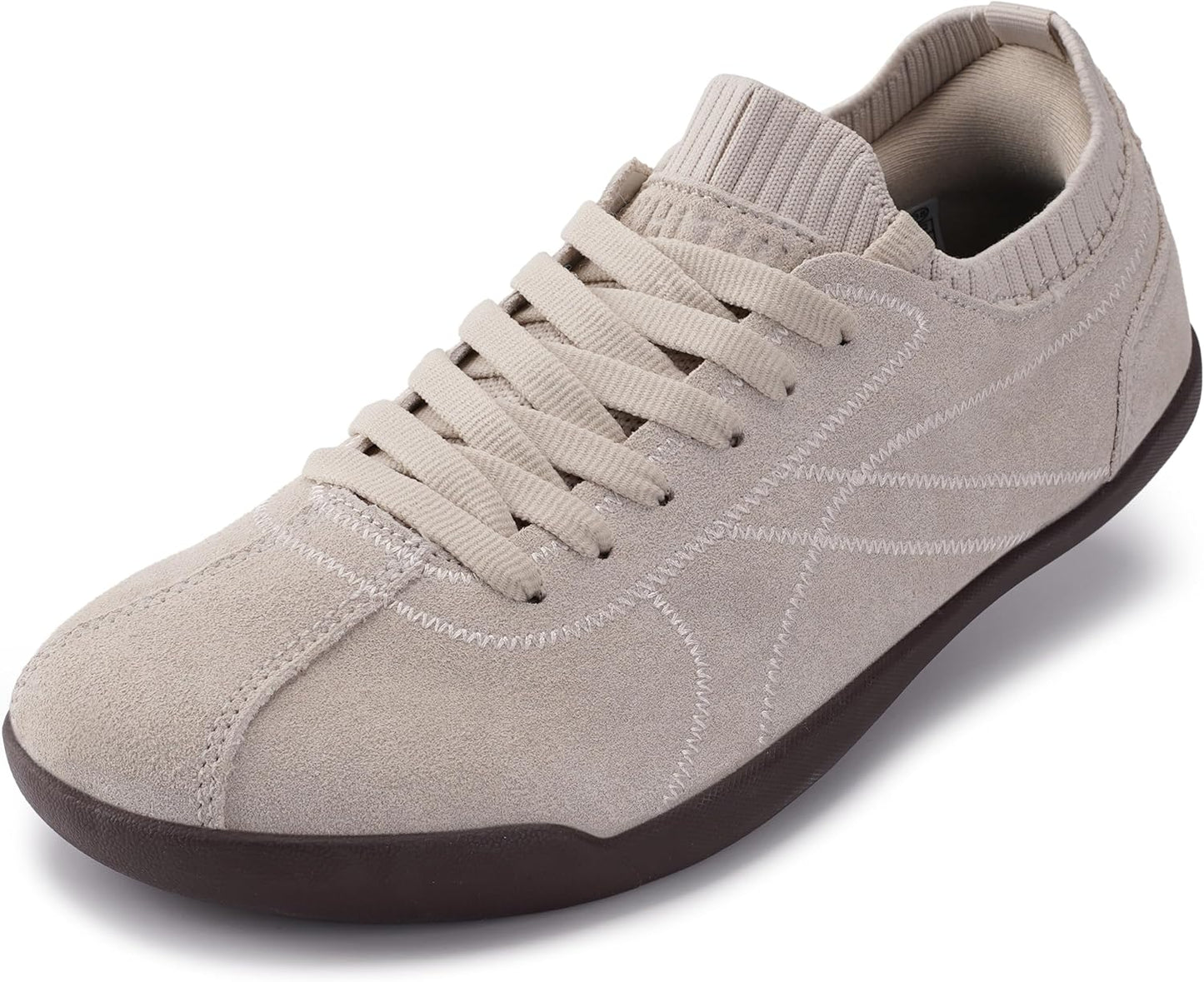 WHITIN Women's Barefoot Walking Sneakers - Suede Wide Toe Box + Zero Drop Comfort