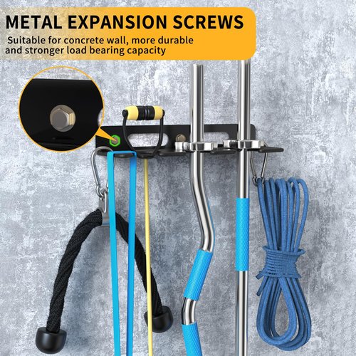 HUWAIGOU Olympic Wall Mounted Barbell Storage Rack Holder Stand Hanger, 6 Expansion Screws, Wall Mounted Weight Dumbbell Rack for Olympic Barbell, Curl Bar, Commercial or Home Gym Accessory, Black