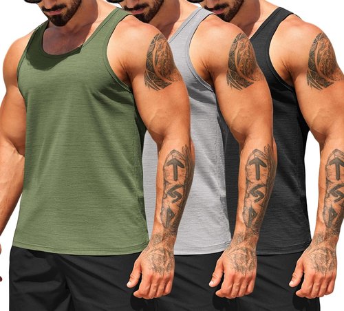 COOFANDY Men's Workout Tank Tops - Dry Fit Sleeveless Gym Shirts for Bodybuilding | Pack of 2