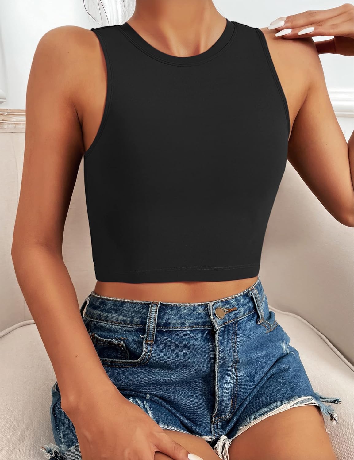 Natural Feelings Nudi Sports Bras - Removable Padded Yoga Tank Tops for Women | Sleeveless Workout Crop Tops