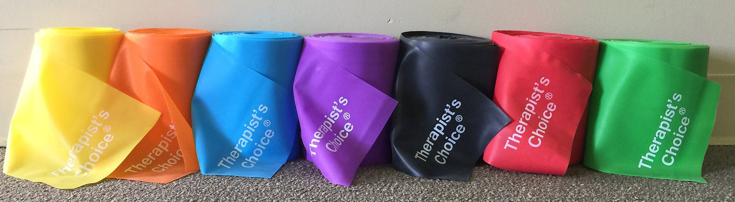 Therapist’s Choice® Professional Non-Latex Resistance Bands for Upper and Lower Body Exercise Workouts, Physical Therapy, Lower Pilates, and Rehab, 25 Yard Roll Bulk Roll (Blue-Medium)
