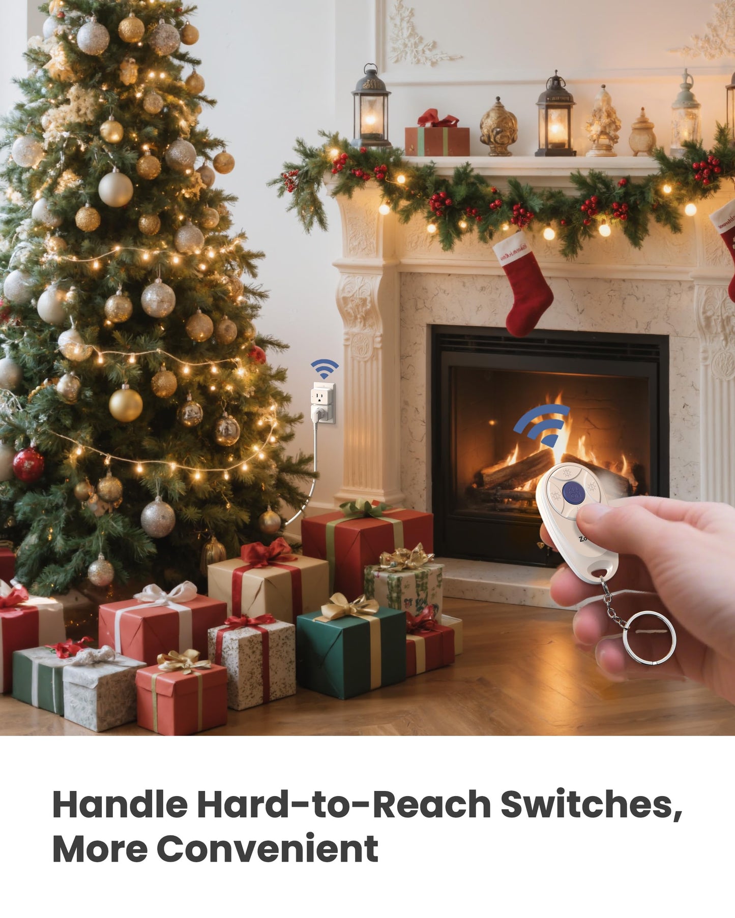 Zoiinet Mini 3-Gang Remote Control Outlet Plug Switches, Mini Key Design, Expandable Wireless Light Switches, No Wiring No WiFi, 300 ft, 15A/1500W, for Household Appliances