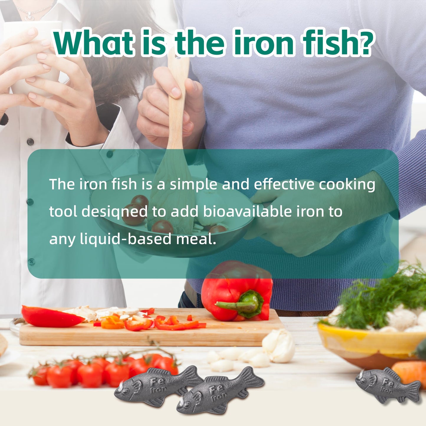 Iron Fish Cooking Tool, Natural Iron Supplement to Support Iron Levels for Vegans, Athletes, Pregnant Women, and Children – Safe & Effective Cooking Tool for Reducing Iron Deficiency (1Pack)