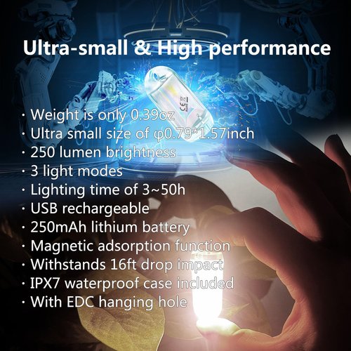 DOKeep USB Mini LED Lantern, 2 Pack Waterproof EDC Keychain LED Flashlight for Camping, Type-C Rechargeable Battery Small Stick Lamp Puck Dog Collar Torch Light (Warm White+Red)