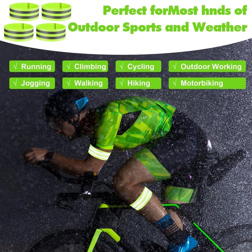 JOUTYFOR 48 Pieces Reflective Bands Reflector Bands for Wrist, Arm, Ankle, Leg, High Visibility Reflective Gear Safety Reflector Tape Straps for Night Walking, Cycling and Running