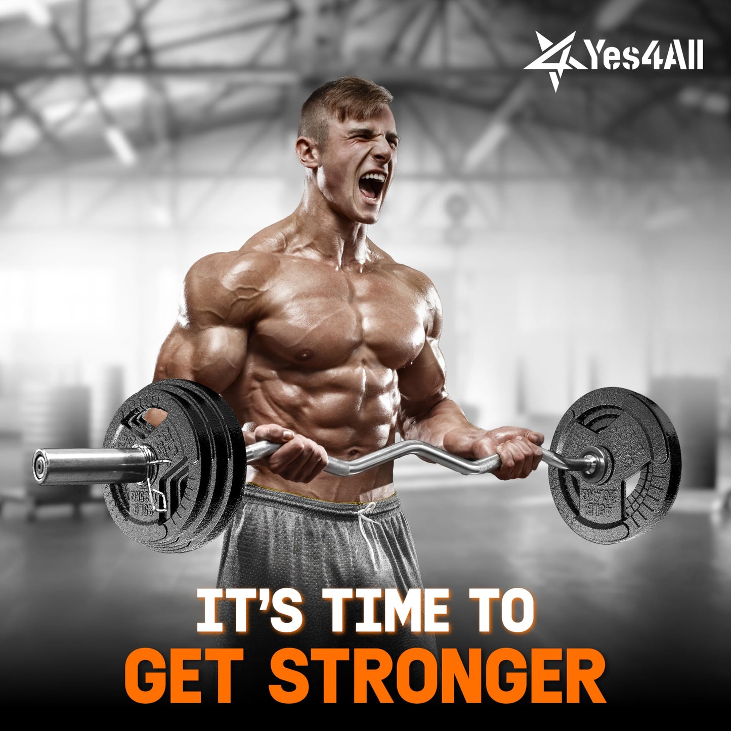 Yes4All Tri-Grip Handles Olympic Weight Plates/Cast Iron Weight Plates, Suitable for Barbell Exercises, Strength, Flexibility Training - 5LB (Pair)