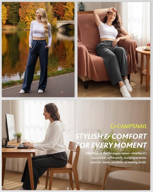 Campsnail Wide Leg Capri Pants - Lightweight Casual Summer Sweatpants for Travel | 25"/29" Sizes