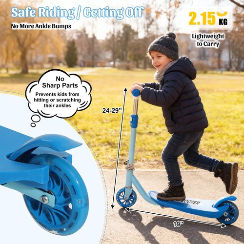 Kick Scooter for Kids 4-6 6-8, 2 Light Up Wheels, Heavy Duty Scooter with 3 Height Adjustable Handlebars, Rear Break, Widen Anti-Slip Deck, Max Load 110 Lbs for Boys Girls Age 4-8, 4.7Lbs Lightweight