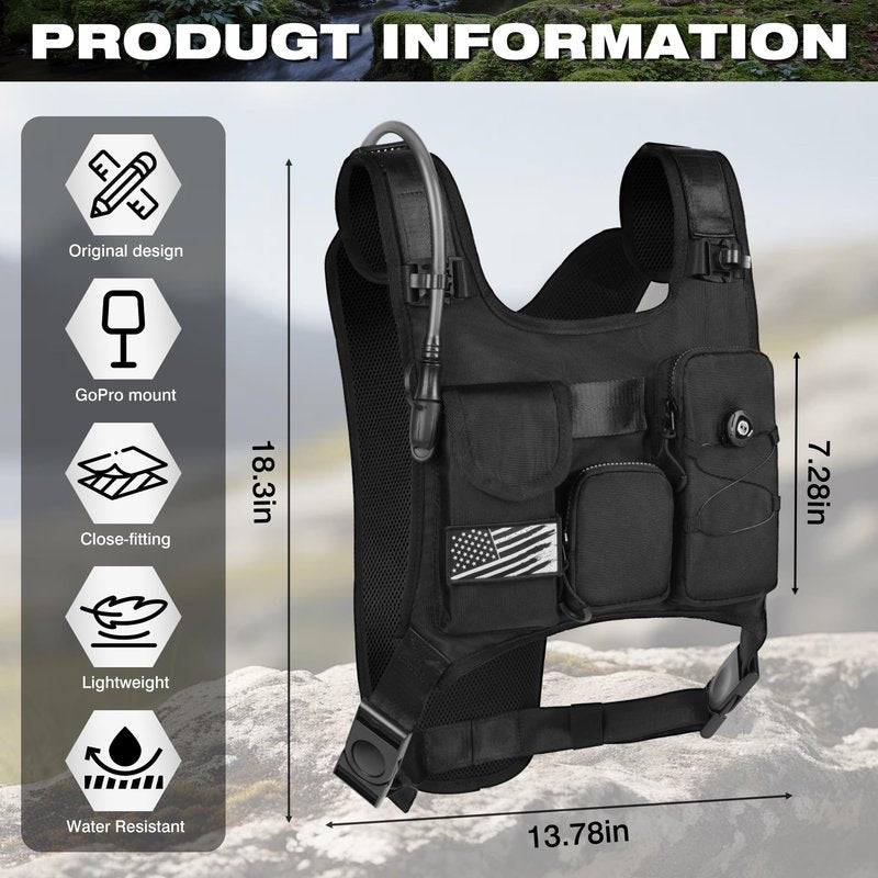 OUTSKIRT Hydration Backpack Vest Bag Lightweight Adjustable Pack with 2L Water Bladder Chest Bag for Hiking Cycling Hunting Climbing for Women and Men