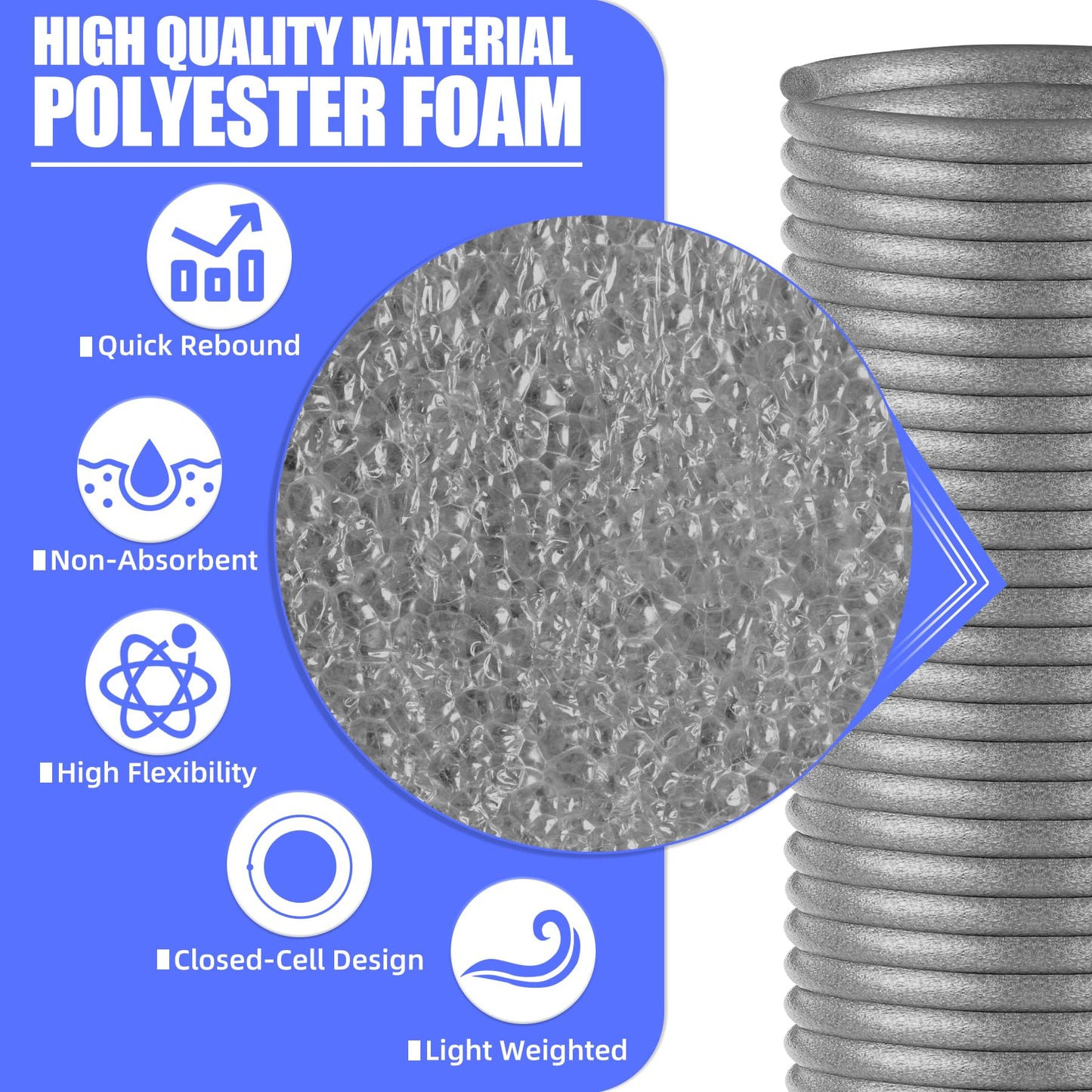 1/4" Diameter x 59' Length Backer Rod Caulk Saver Foam for Cement Caulk, Joints and Gaps and Driveway Crack (Dark Grey)