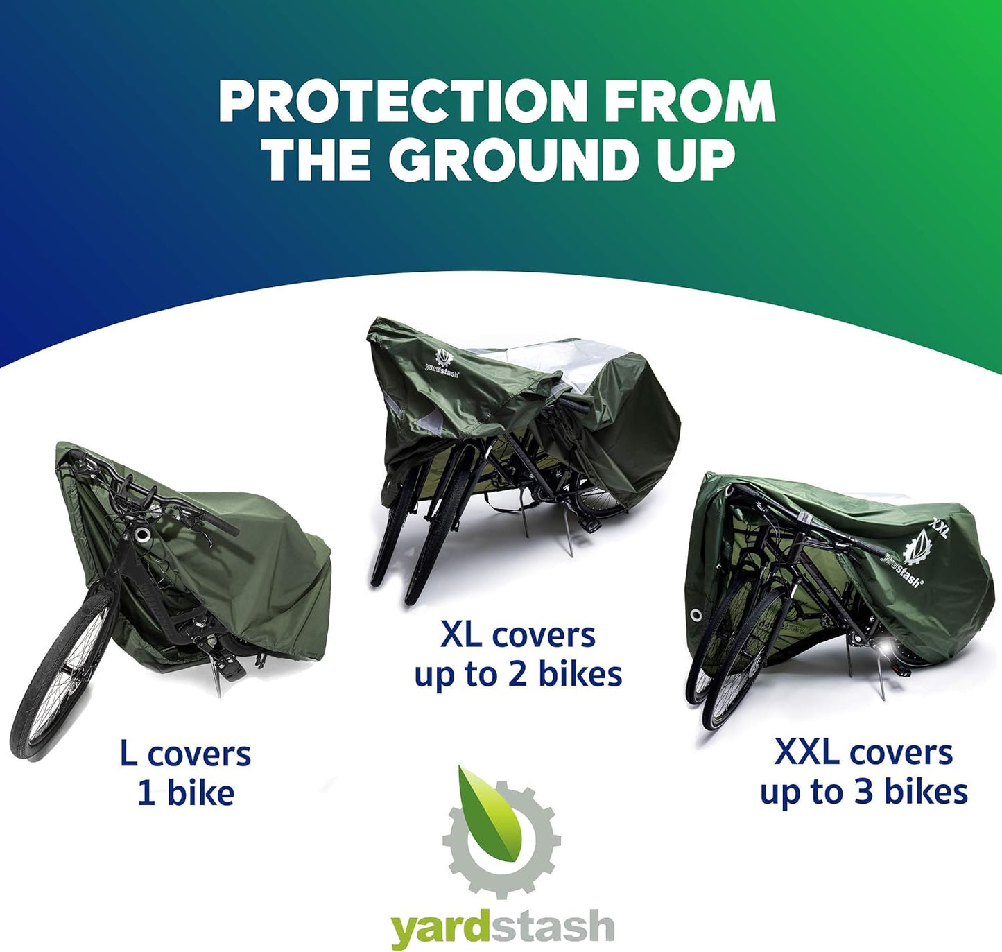 YardStash Bike Cover - XXL Waterproof & Weatherproof Reflective Bicycle Storage - Green