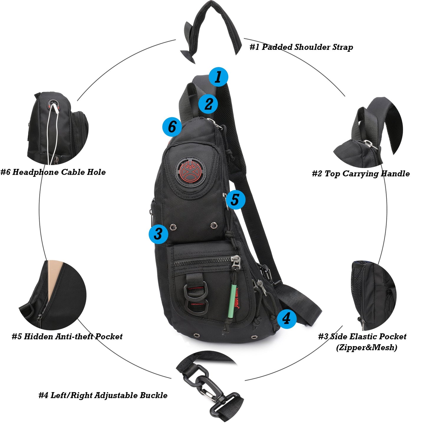 NICGID Sling Backpacks, Sling Chest Bag Shoulder Crossbody Bags for Men Women Outdoor Travel (Navy blue-365)
