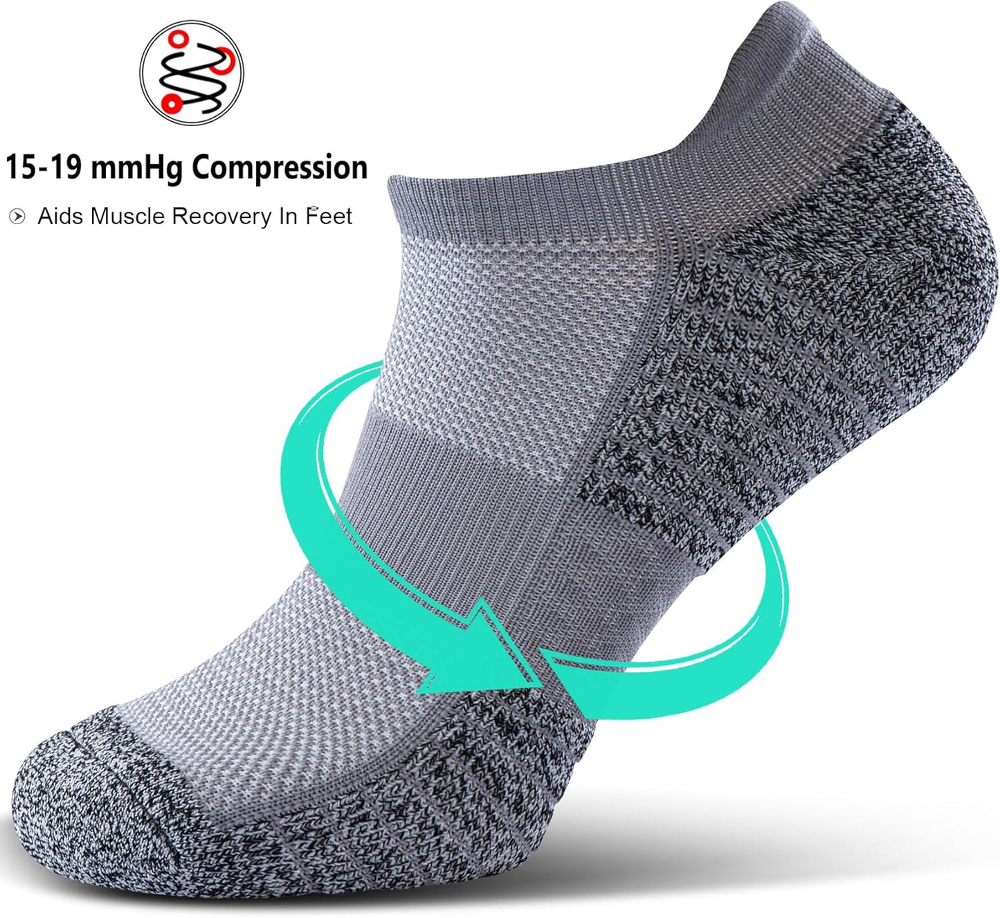 Skiennix No Show Compression Socks - Enhance Circulation | 4/8 Pack for Men & Women