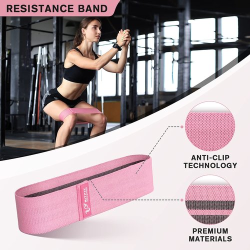 RitFit 7 Pcs Barbell Squat Pad Set, with Resistance Band, 2 Safety Straps, 2 Gym Ankle Straps & Carry Bag, Upgraded Neck & Shoulder Protective Pad Support for Squats, Lunges & Hip Thrust (Pink/Black)