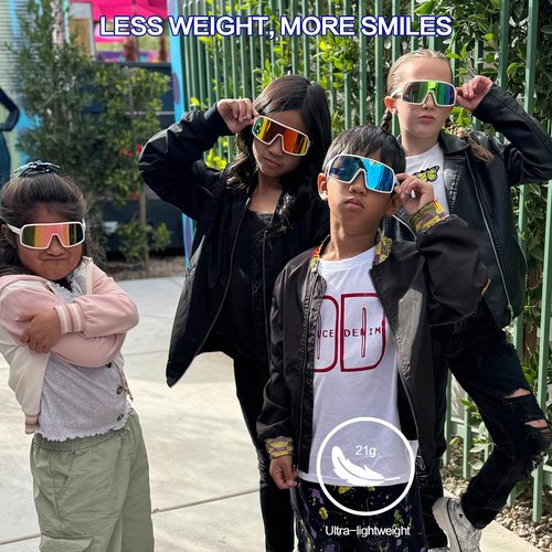 Jefoo Kids Baseball Sunglasses Polarized Sports UV400 Protection Lightweight Cycling Glasses with Strap for Boys Girls 5-10