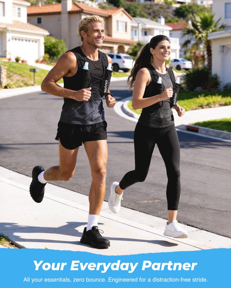 Oiuyos Running Vest for Women Men - USA Design - Adjustable Chest Straps Running Hydration Vest with 500ml Soft Flask - Lightweight Reflective Hydration Backpack