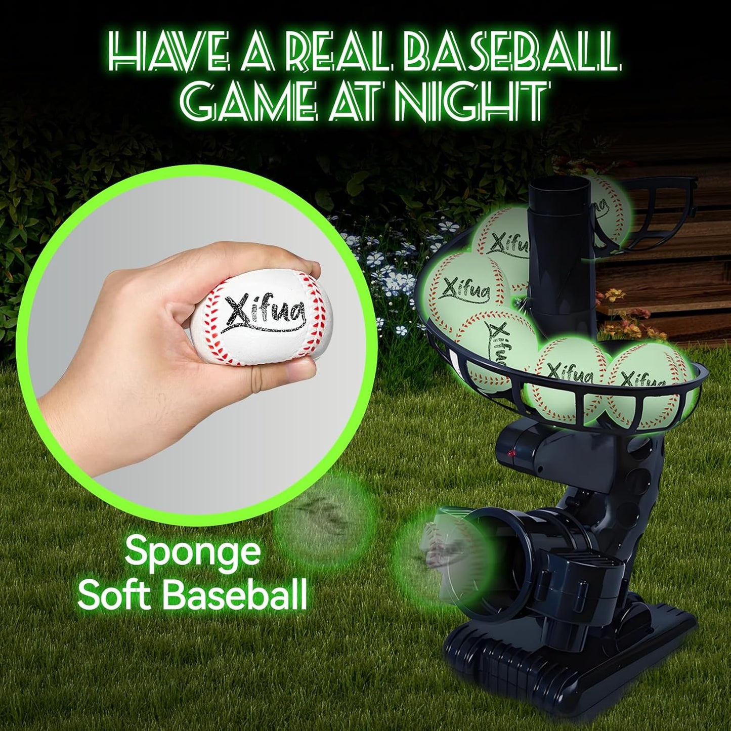 Skiennix Glow-in-the-Dark Foam Baseballs - 17-Pack Light-Up T-Ball Set for Kids Ages 3-10