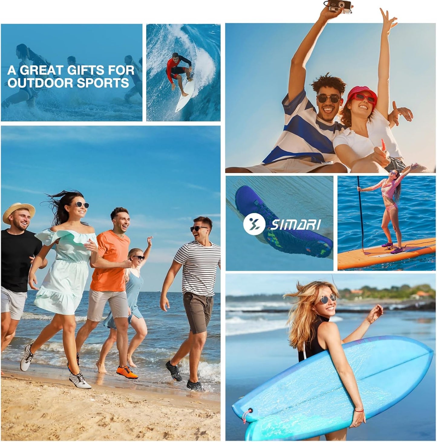 SIMARI Water Shoes - Quick-Dry Barefoot Aqua Socks for Surfing, Swimming & Beach Sports | Non-Slip Design