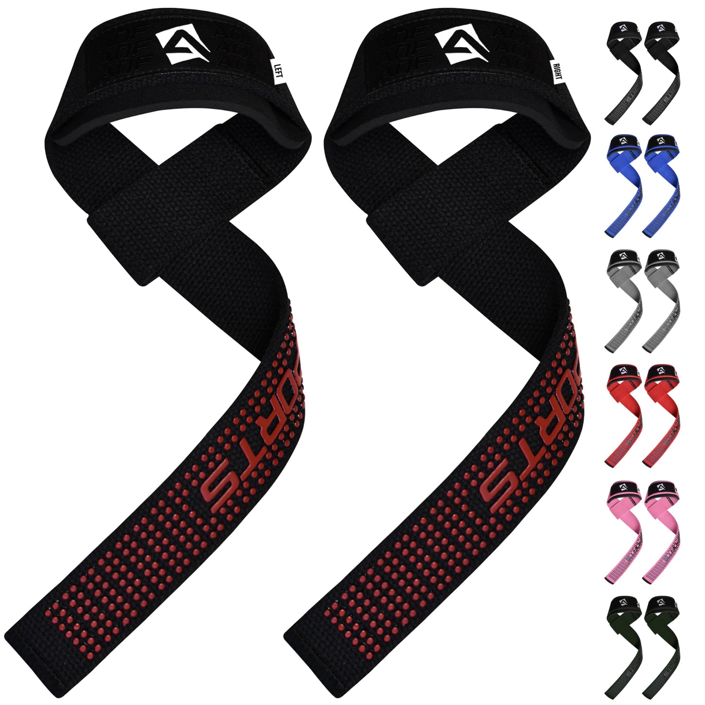 AQF Weight Lifting Straps Neoprene Padded Wrist Support, Crossfit Training Hand Bar Straps Bodybuilding Powerlifting Fitness Exercise Grips (Black Gel Grip)