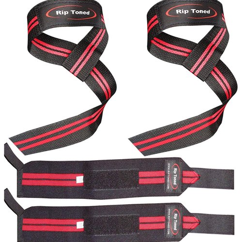Rip Toned Lifting Straps + 13-inch Wrist Wraps Bundle (1 PAIR of Each) for Weightlifting, Workout, Gym, Powerlifting, Bodybuilding
