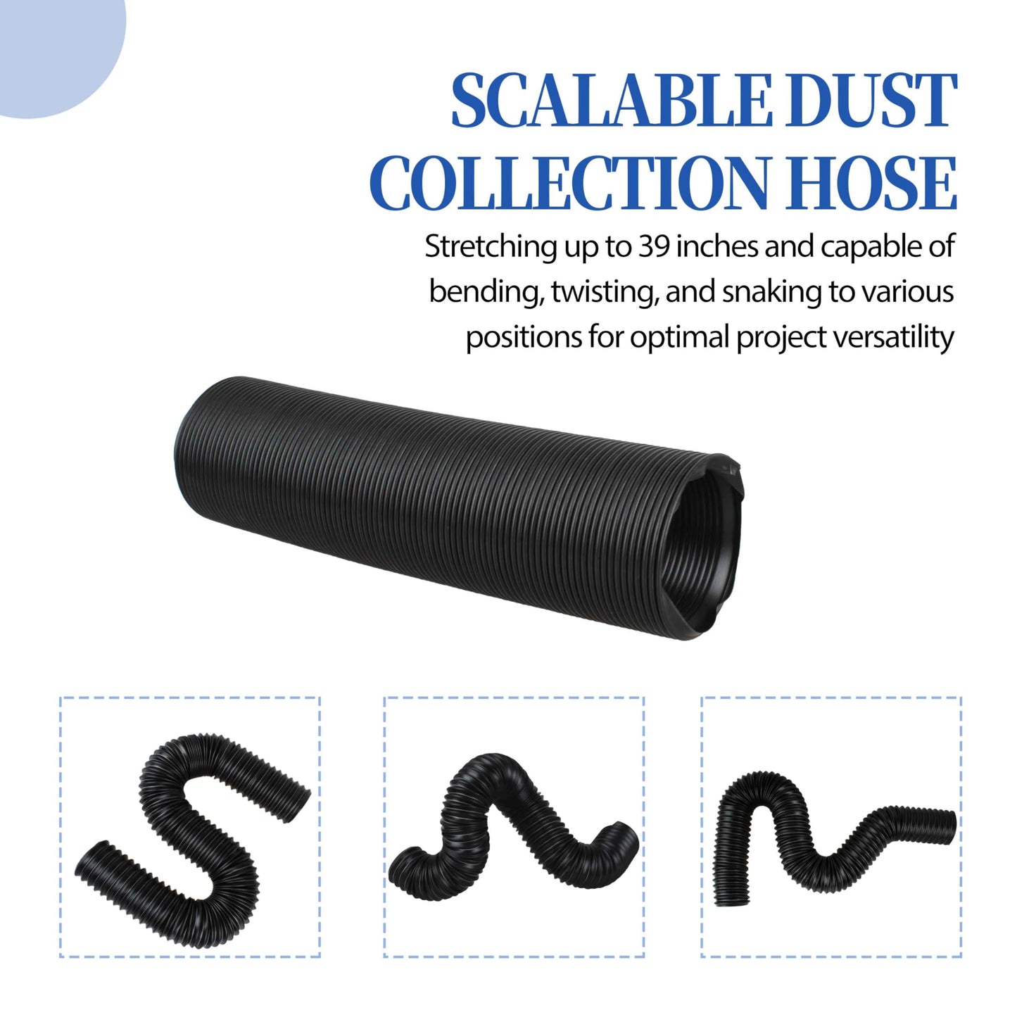 2 1/2'' x 36'' Dust Collection Hose Flexible for Drill Press, Woodworking and Wood Shop Dust Collection System 2.5 Inch Dust Collector Hose 1Pcs