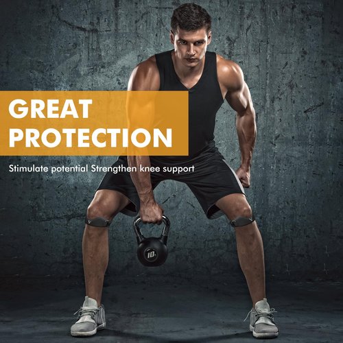 JHVW Silicone Patellar Tendon Support Strap 2-Pack, Knee Brace for Women Men, Adjustable Non-Slip Patella Band Support (Black)