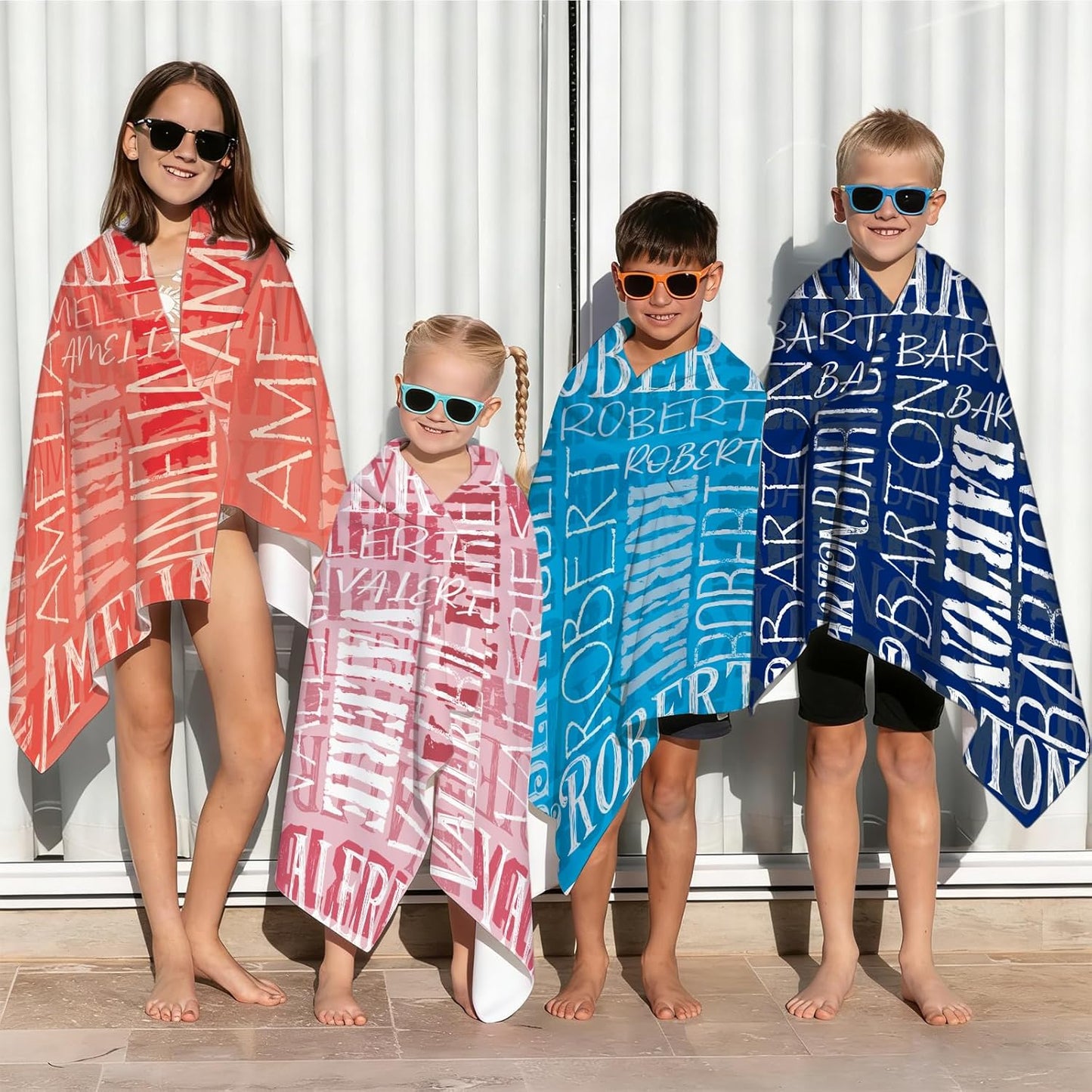 Yoke Style Personalized Beach Towels - Custom Quick Dry Microfiber for Kids | Sand-Free Design
