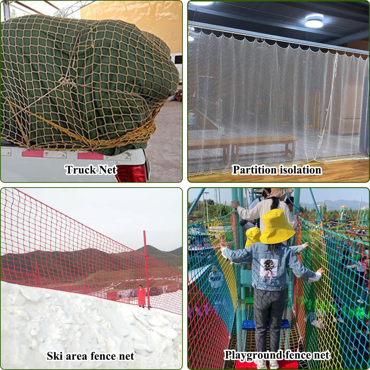Playground Rope Net Kids Safety Net,Balcony Stair Railing Guard,Toy Sports Equipment Barrier Mesh Anti-Fall Rope Netting,Knotless Polyester Cargo Net(Size:9.8x9.8ft,Multicolor)