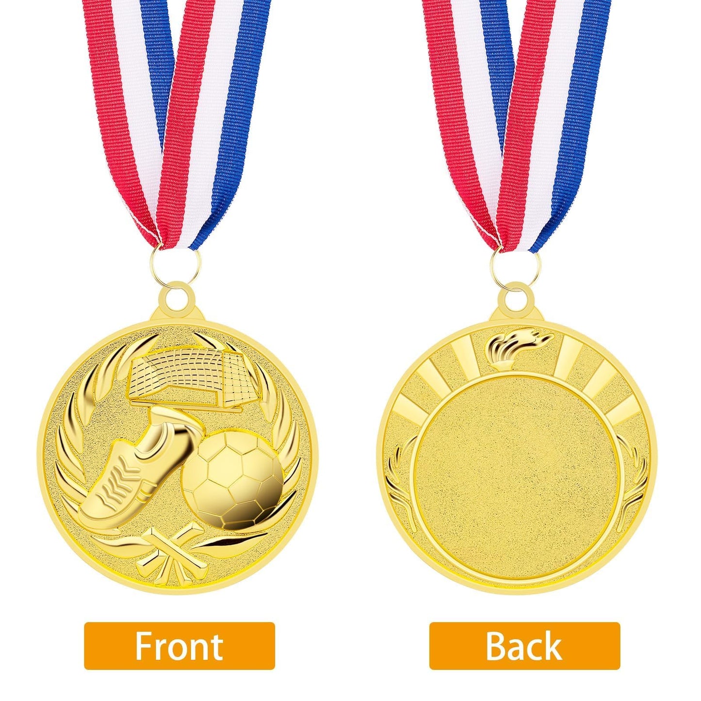 SOKOSEY 12 Packs Soccer Medals, 2 Inches Metal Gold Award Medals for Sports Soccer Games and Prizes Awards Party Favors