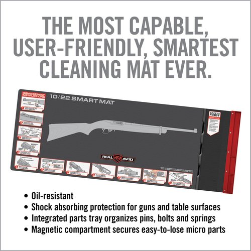 Real Avid 10 22 Smart Mat - 43x16" | Ruger 10 22 Gun Mat w/ Disassembly Instructions | Oil Resistant Shock Absorbing Mat w/ Magnetic Parts Tray | Perfect Addition to Gun Cleaning Supplies For 22 Rifle