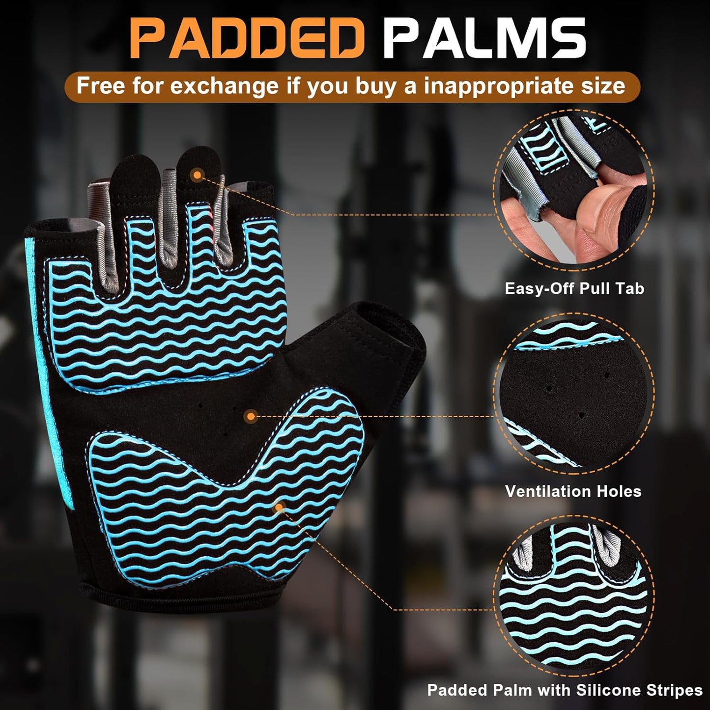 Skiennix Workout Gloves for Women - Breathable Fingerless Weight Lifting Gloves with Non-Slip Silicone Padding | 4 Sizes Available