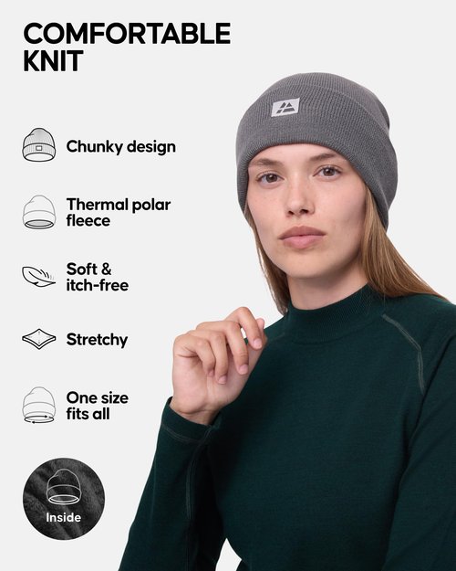 DANISH ENDURANCE Fisherman Beanie, Men&Women, Recycled, Polar Fleece Lining, for Autumn&Winter, Unisex, Dark Grey
