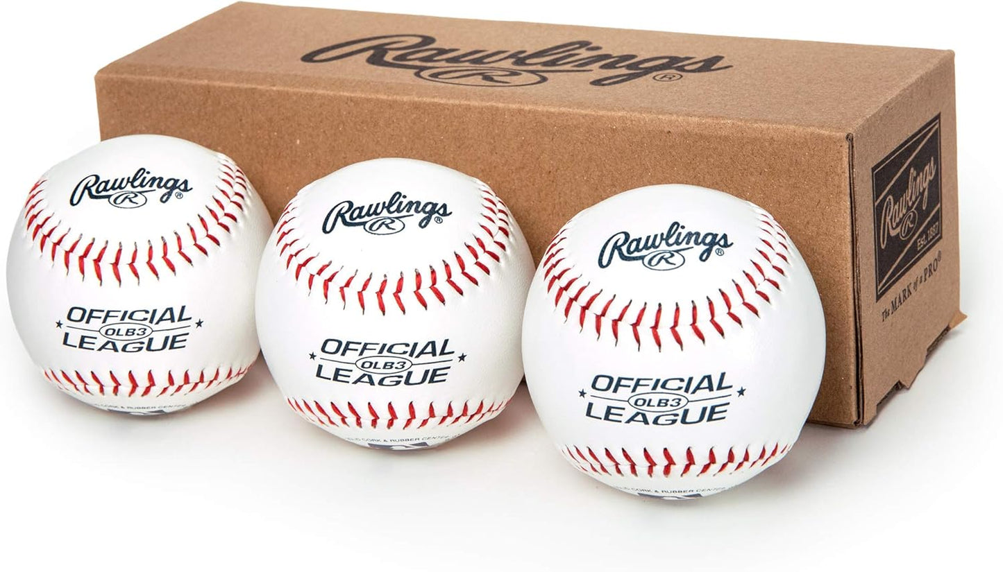 Rawlings Official League Baseballs - Recreational Practice Balls for Youth | 8U | 3 Count