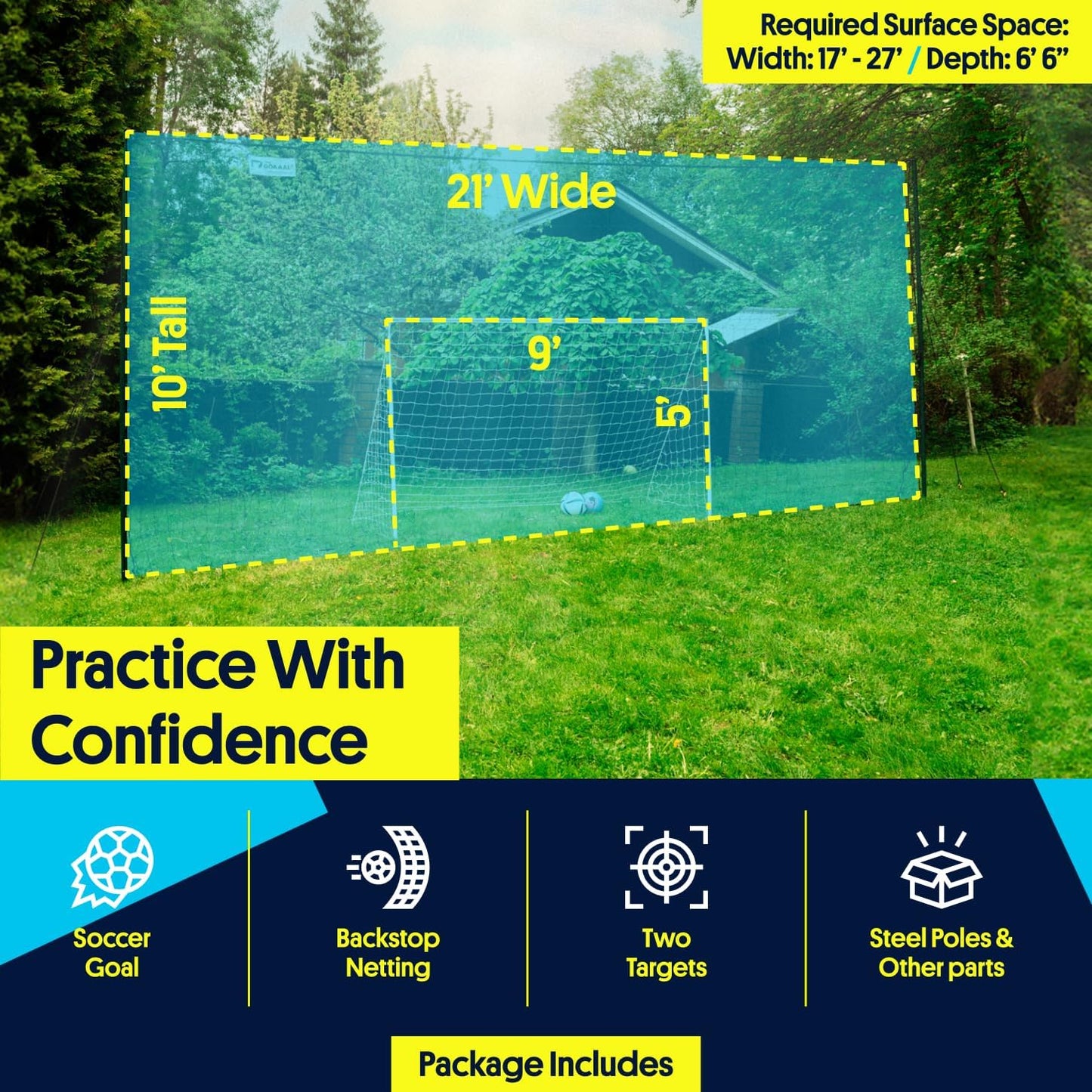Open Goaaal 3-in-1 Soccer Training Rebounder - Versatile Soccer Goal for Volley & Passing - Outdoor Backyard Sports