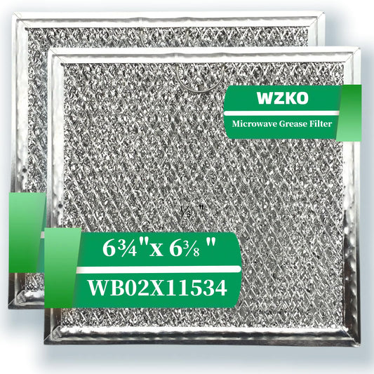 WZKO WB02X11534 Filter Replacement For G.E Microwave Oven Aluminum Grease Filter 6-3/8 x 6-3/4 x 3/32 In 2-Pack