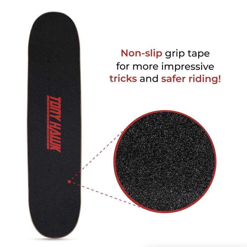 Tony Hawk 31 inch Skateboard, Tony Hawk Signature Series 2, 9-ply Maple Deck Skateboard for Cruising, Carving, Tricks and Downhill, Dagger/Cross/Skull