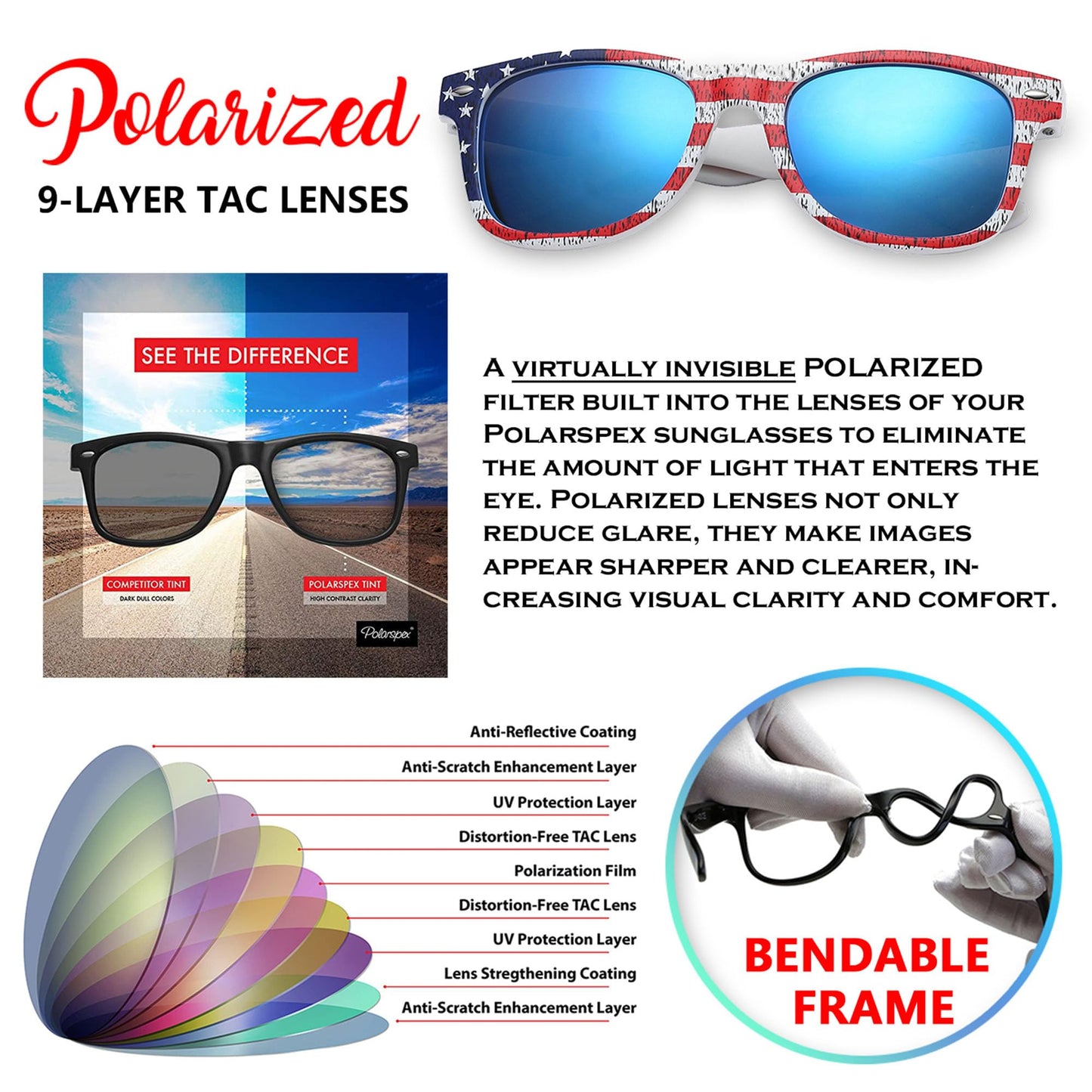 PolarSpex Toddler Boys and Girls Kids Polarized Black Style Sunglasses