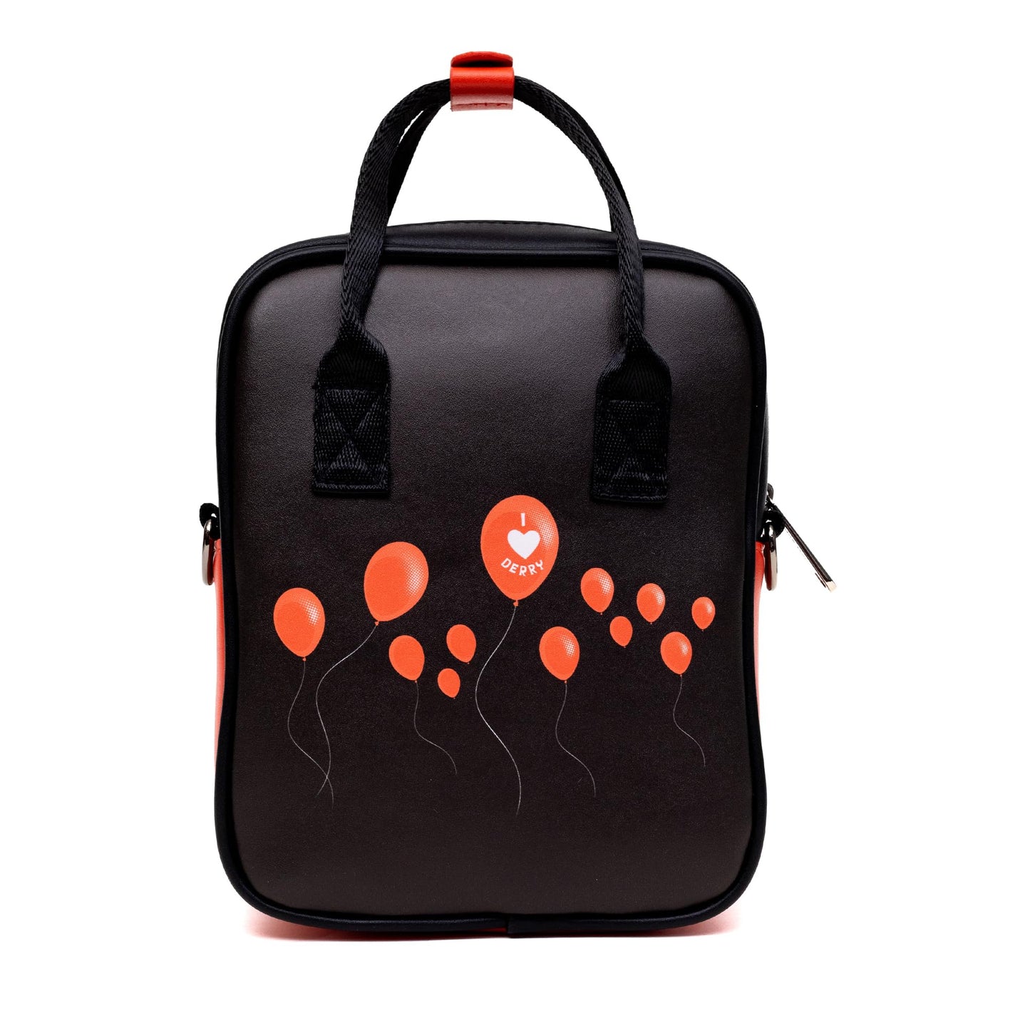 Buckle-Down Horror Movies Vegan Leather Crossbody Backpack for Men and Women with Adjustable Strap, It Pennywise Smiling Face Applique