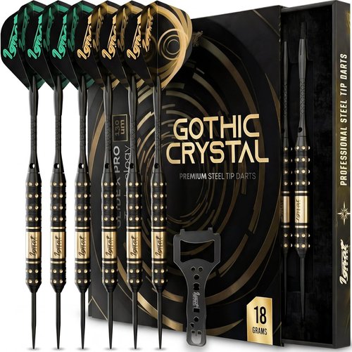 IgnatGames Steel Tip Dart Set - Brass Barrels & Tempered Steel Points | Includes 16 Flights & Gift Case